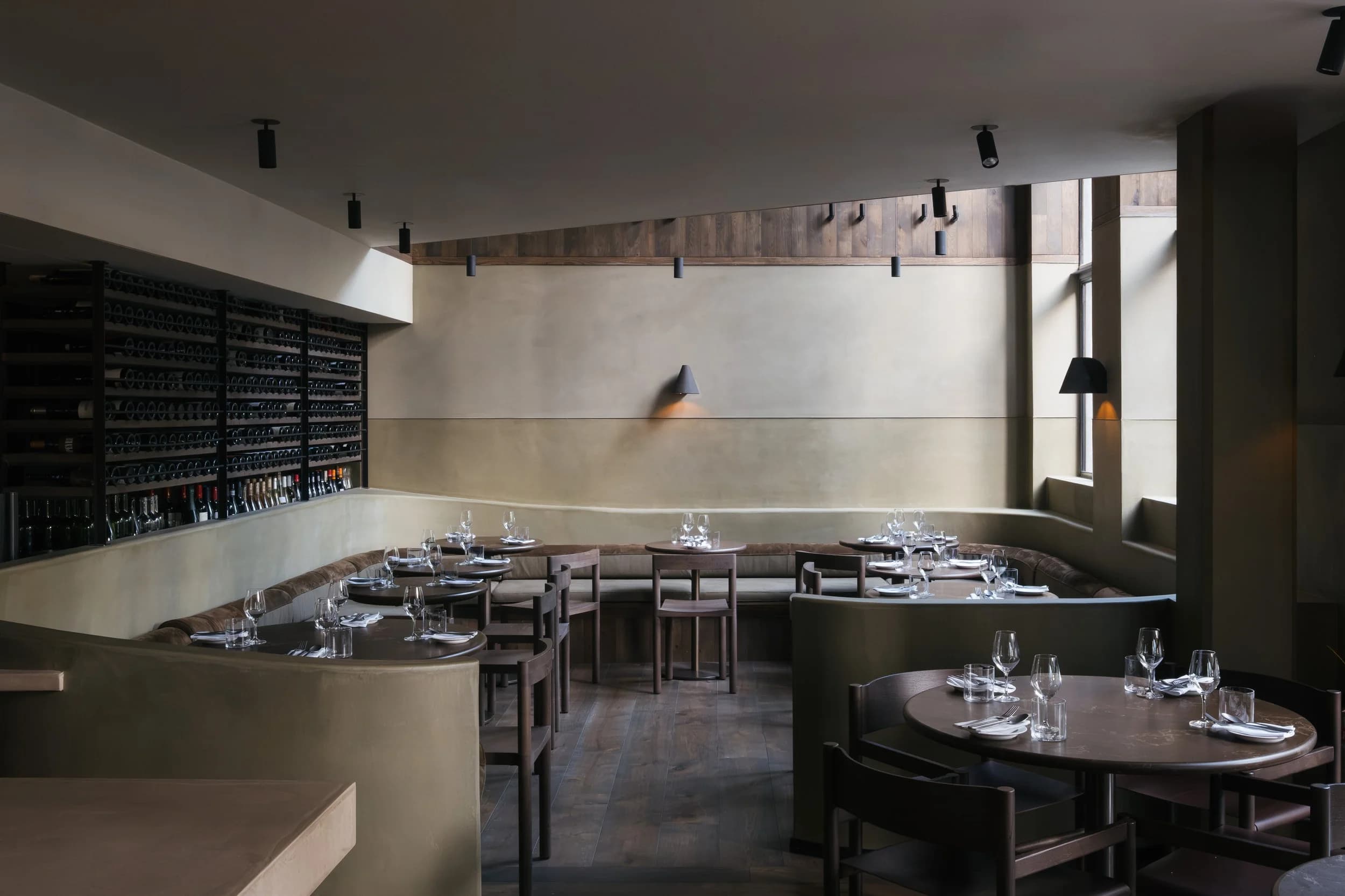 Interior of Oma Greek restaurant above Borough Market